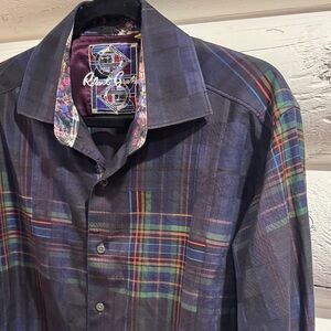Robert Graham Men's Dark Plaid Button Down Shirt